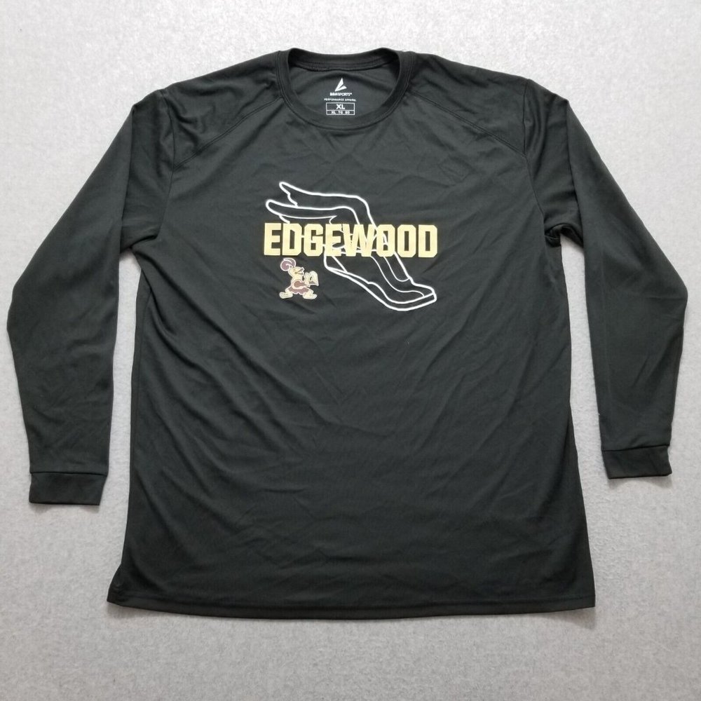 BSN Sports‎ Shirt Mens XL Black Long Sleeve Edgewood Winged Shoe
